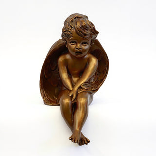 Meditation Cherub Statue - 15-inch — Bronze finish