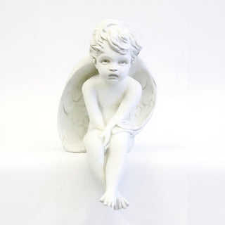 Meditation Cherub Statue - 15-inch — Flat White finish