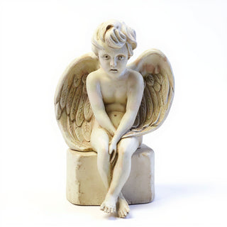 Meditation Cherub Statue - 24-inch — Antique White finish