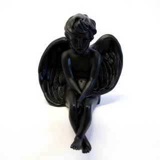 Meditation Cherub Statue - 24-inch — Flat Black finish