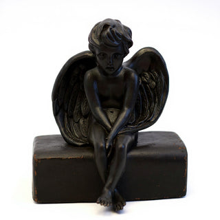 Meditation Cherub Statue - 24-inch — Iron finish