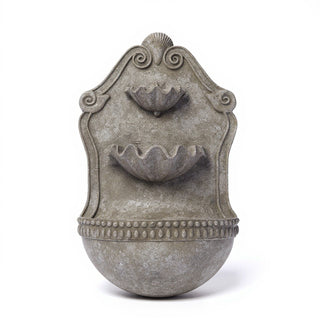 Double Shell Wall Fountain - 24-inch — Antique Stone finish