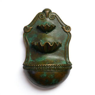 Double Shell Wall Fountain - 24-inch — Green Bronze finish