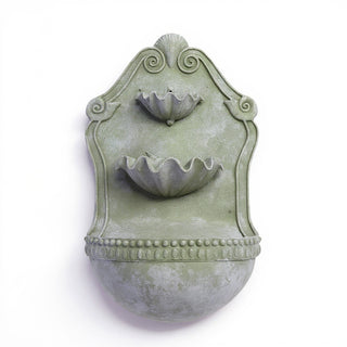 Double Shell Wall Fountain - 24-inch — Mossy Green finish