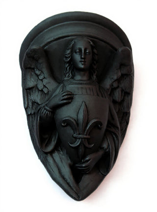 Angel with Fleur-De-Lis Shield Statue - 17-inch