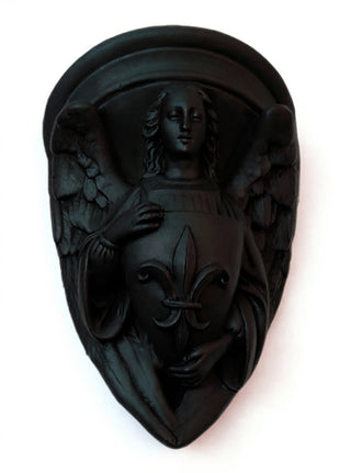 Angel with Fleur-De-Lis Shield Statue - 17-inch