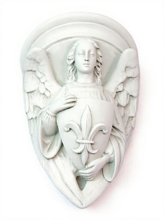Angel with Fleur-De-Lis Shield Statue - 17-inch