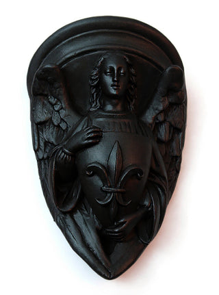 Angel with Fleur-De-Lis Shield Statue - 17-inch