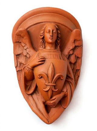 Angel with Fleur-De-Lis Shield Statue - 17-inch