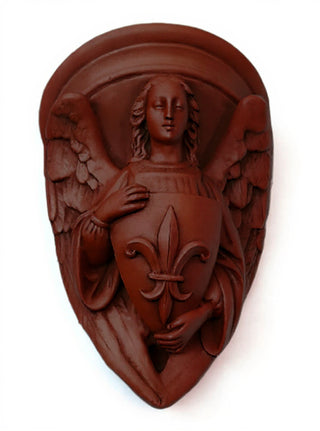 Angel with Fleur-De-Lis Shield Statue - 17-inch