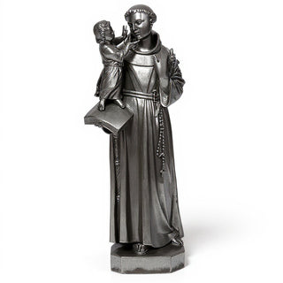 Saint Anthony of Padua with Child Statue - 44-inch — Aged Silver finish