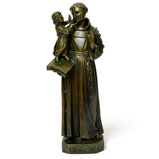 Saint Anthony of Padua with Child Statue - 44-inch — Green Bronze finish