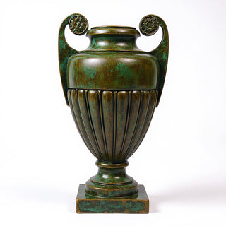 Curl Handle Urn Planter - 19.5-inch — Green Bronze finish