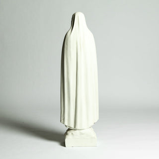 Statue of Our Lady of Fatima standing in flowing robes with hands joined in prayer, 36 inches tall. — detail view