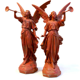 Angels with Trumpets, a Matched Set Statue Set - 64-inch — Metro finish