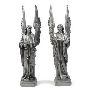 Cathedral Angels Statue - 89-inch — Aged Silver finish