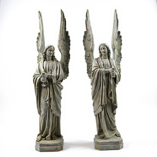 Cathedral Angels Statue - 89-inch — Antique Stone finish