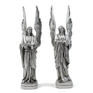 Cathedral Angels Statue - 89-inch — Antique Silver finish
