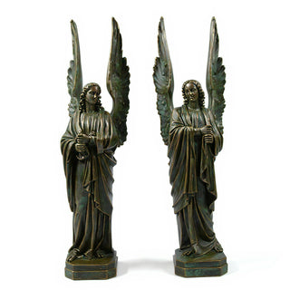 Cathedral Angels Statue - 89-inch — Green Bronze finish