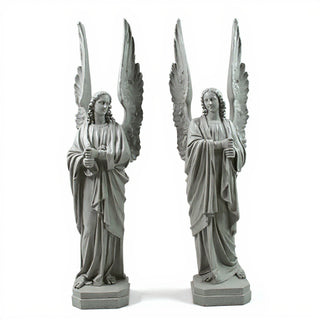 Cathedral Angels Statue - 89-inch — Limestone finish