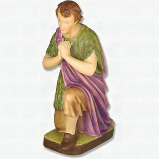 Kneeling Shepherd 30-inch Nativity Statue - 30-inch - Realistic Color - Hand-Painted