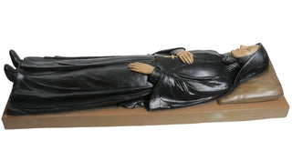 Hand-painted statue of Mother Cabrini shown reclining in a restful pose