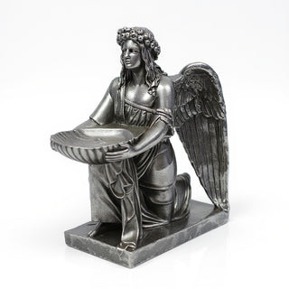 Angel with Dish Statue - 19-inch — Aged Silver finish