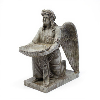 Angel with Dish Statue - 19-inch — Antique Stone finish
