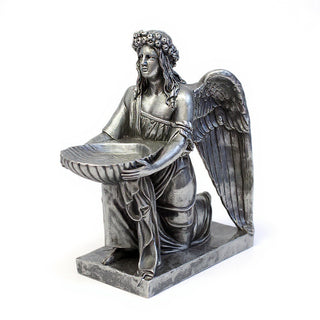 Angel with Dish Statue - 19-inch — Antique Silver finish