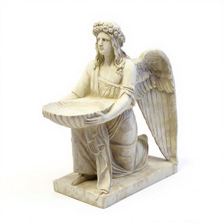 Angel with Dish Statue - 19-inch — Antique White finish