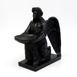 Angel with Dish Statue - 19-inch — Flat Black finish