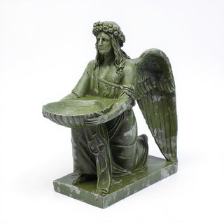 Angel with Dish Statue - 19-inch — Mossy Green finish