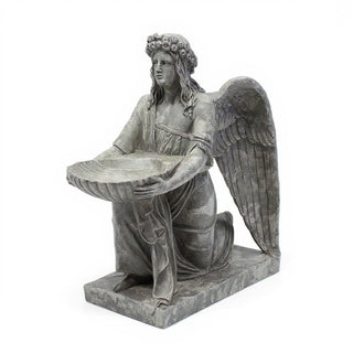 Angel with Dish Statue - 19-inch — Old Stone finish