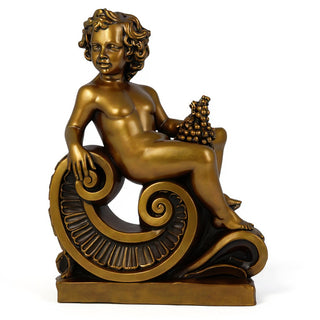 Spring Angel on Scroll Statue - 36-inch — Bronze finish