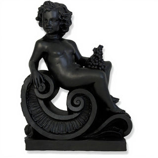Spring Angel on Scroll Statue - 36-inch — Dusted Black finish