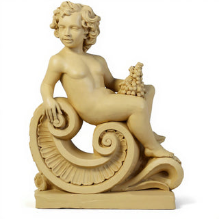 Spring Angel on Scroll Statue - 36-inch — Dusted Sand finish