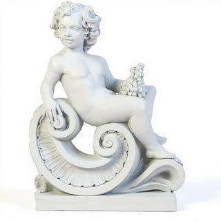 Spring Angel on Scroll Statue - 36-inch — Flat White finish