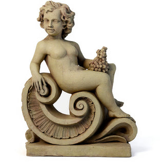 Spring Angel on Scroll Statue - 36-inch — Gothic Stone finish