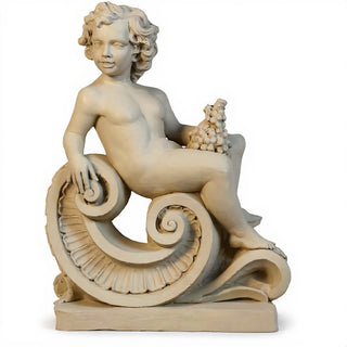 Spring Angel on Scroll Statue - 36-inch — Museum Terracotta finish