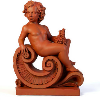 Spring Angel on Scroll Statue - 36-inch — Metro finish