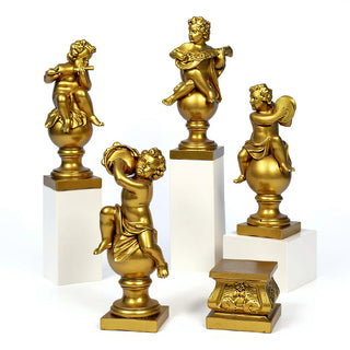 Four Musical Cherubs Statue - 39-inch — Antique Gold finish