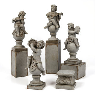 Four Musical Cherubs Statue - 39-inch — Antique Stone finish