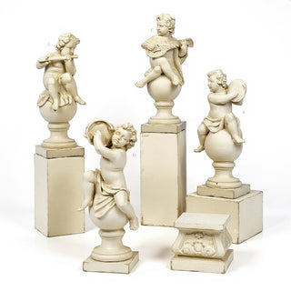Four Musical Cherubs Statue - 39-inch — Antique White finish