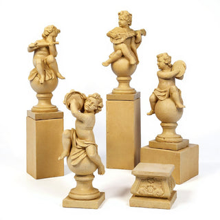 Four Musical Cherubs Statue - 39-inch — Dusted Sand finish