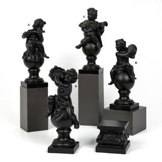 Four Musical Cherubs Statue - 39-inch — Flat Black finish