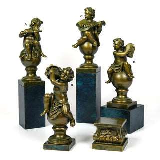 Four Musical Cherubs Statue - 39-inch — Green Bronze finish