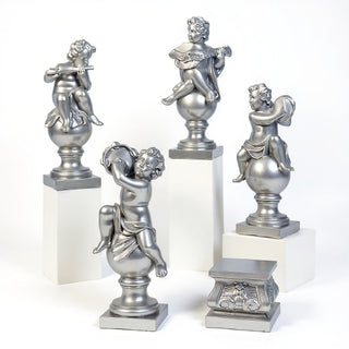 Four Musical Cherubs Statue - 39-inch — Silver finish
