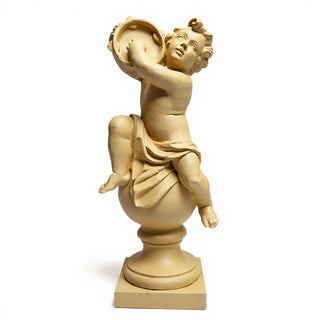 Cherub On Finial With Tambourine Statue - 39-inch — Dusted Sand finish