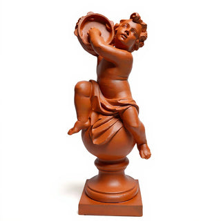Cherub On Finial With Tambourine Statue - 39-inch — Metro finish