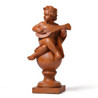 Cherub on Finial with Mandolin Statue - 39-inch — Metro finish